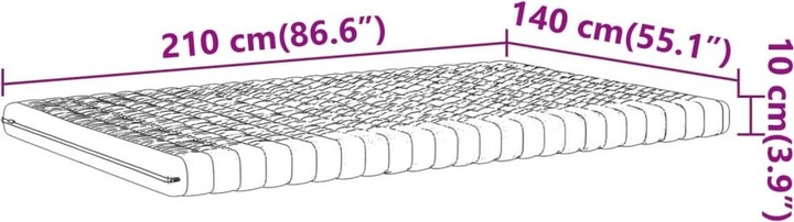 Produktbild VidaXL Schaumstoffmatratze 140 x 210 cm 7-Zonen Härtegrad 20 ILD (140 x 210 cm, Schaumstoffkern)