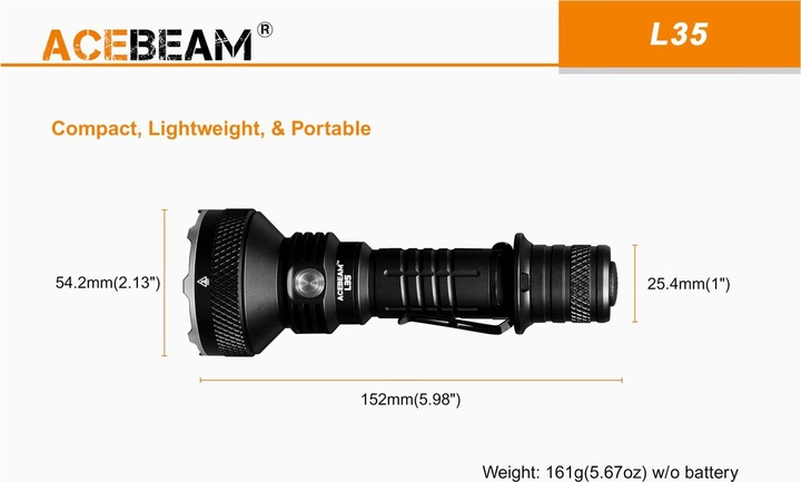 Immagine prodotto AceBeam Torcia LED L35 (16 cm, 5000 lm)