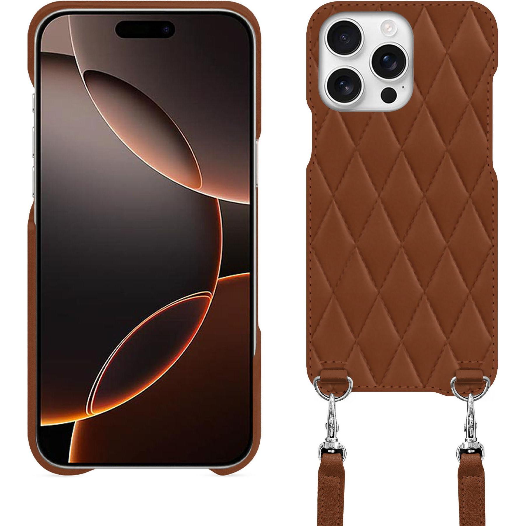 Noreve Schutzhülle mit Schulterriemen Apple iPhone 16 Pro (Apple iPhone 16 Pro), Smartphone Hülle, Braun