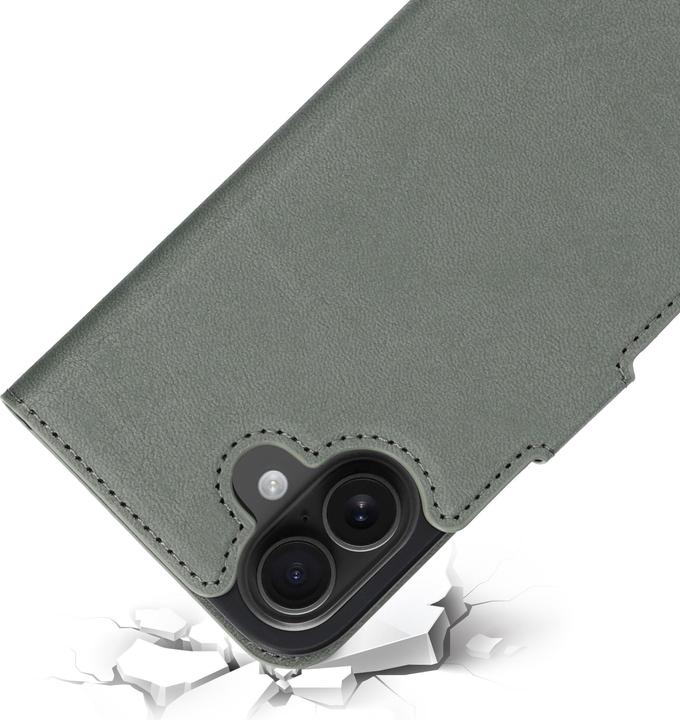 Actual product image Mobiparts Classic Wallet Case Apple iPhone 16 Stone Green (MagSafe Compatible) (Apple iPhone 16)