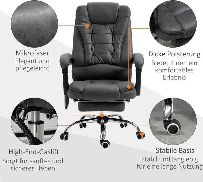 Produktbild Swisshandel24 Bürostuhl, Massage- und Wärmefunktion, ergonomisch, 6 Massagepunkte, Fussstütze, Fernbedienung, Poly