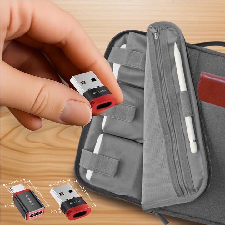 Produktbild 4smarts USB-C auf USB-A / USB-C Datenblocker Adapter, 2er Set, schwarz (USB 3.2 Gen 2, 240 W)