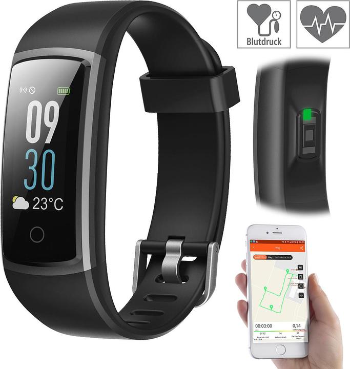 Produktbild Newgen medicals Fitness-Armband mit Puls- & Blutdruck-Anzeige