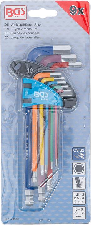 Actual product image BGS L-Type Wrench Set | Multicolour | internal Hexagon, internal Hexagon with Ball Head 1.5 - 10 mm |...