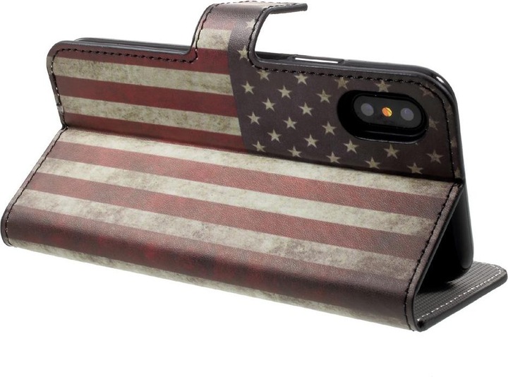 Produktbild Cover-Discount Leder Hülle USA Flagge (Apple iPhone X, Apple iPhone XS)