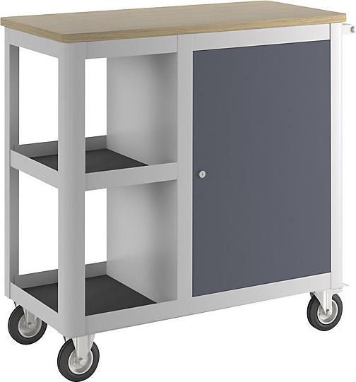 Actual product image kaiserkraft Assembly trolley, width 965 mm, 1 double door cupboard, light grey/charcoal.