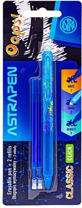Produktbild Astra Radierbarer Stift 0,5 mm + 2 Classic-Minen (Blau, 2 x)