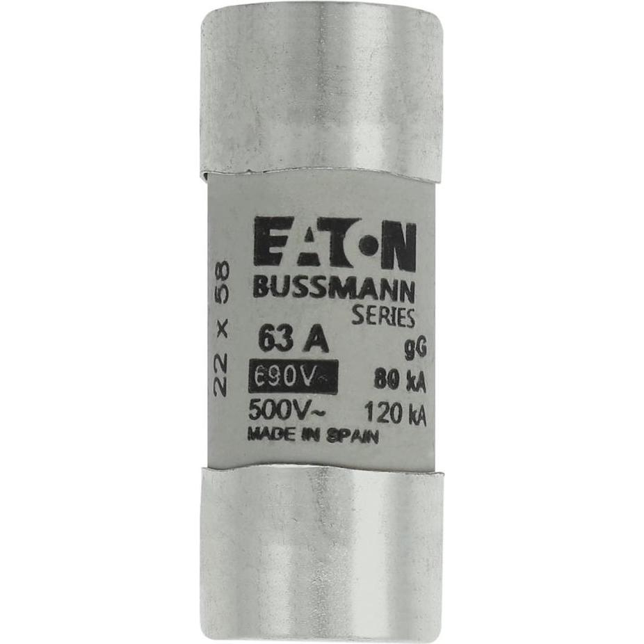 10x Eaton, Sicherung, Sicherungseinsatz, Niederspannung, 63 A, AC 690 V, 80 kA, 22 x 58 mm, gL/gG, IEC, Mit Schlagmelder...