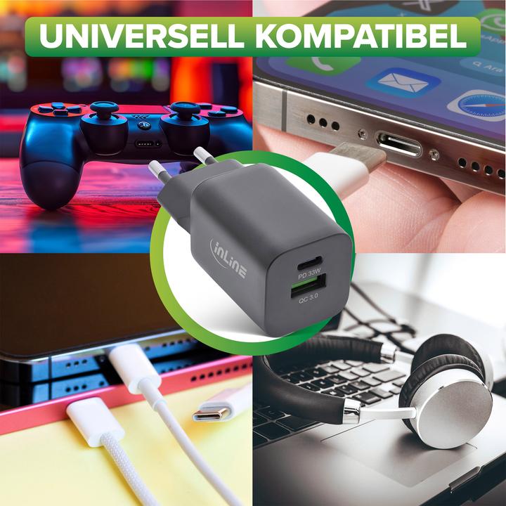 Actual product image InLine Power Delivery + Quick Charge USB Power Adapter (33 W, 2 ports)