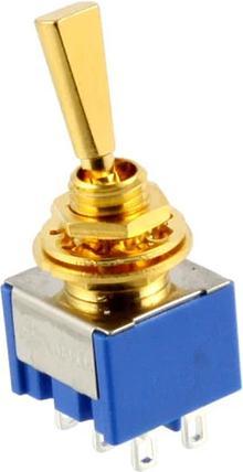 Actual product image AllParts AP EP 0082-002 Switch On/Off/On gold (Instrument spare parts)