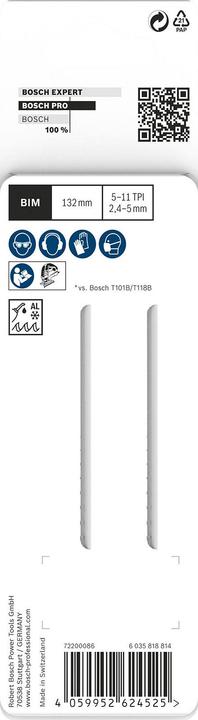 Image du produit Bosch Professional Zubehör Lame de scie sauteuse PRO Multi Material thick and thin T345XF, 132 mm, 2 pièces