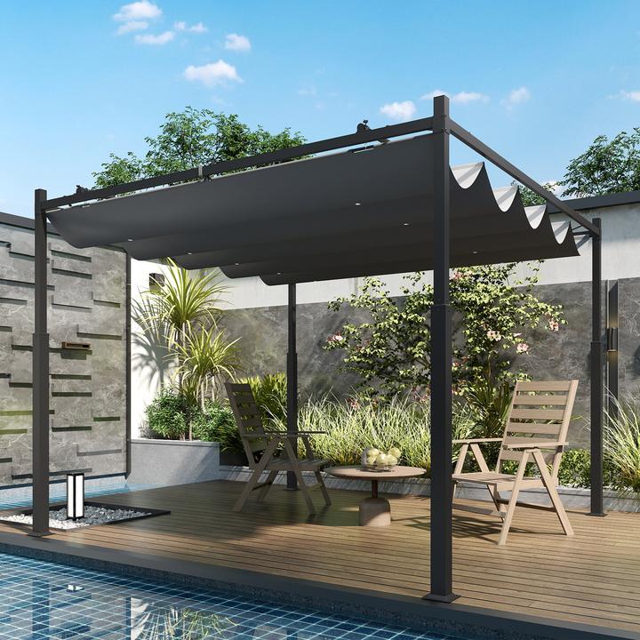 Immagine prodotto Outsunny Pergola Metall, Polyester Grau (298 cm, 298 cm)