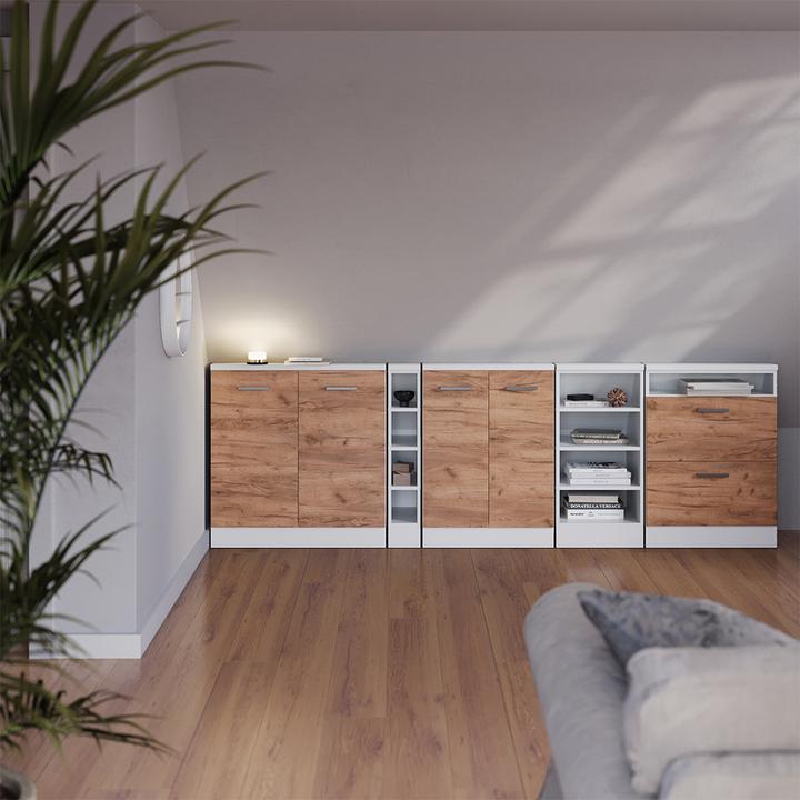 Produktbild Vichy Dachschrägenschrank Rion, Weiss/Goldkraft Eiche, mit 2 Türen (46 x 46 x 81.60 cm)