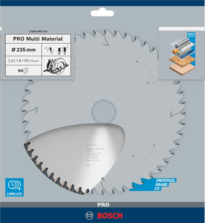 Immagine prodotto Bosch Professional Zubehör Lama circolare PRO Multi Material, 235 x 2,4 x 30 mm