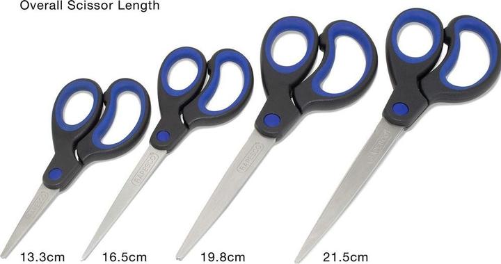 Produktbild Rapesco Soft Grip Scheren RA-1578 (schwarz/blau), Paket à 4 Stück (21.50 cm)