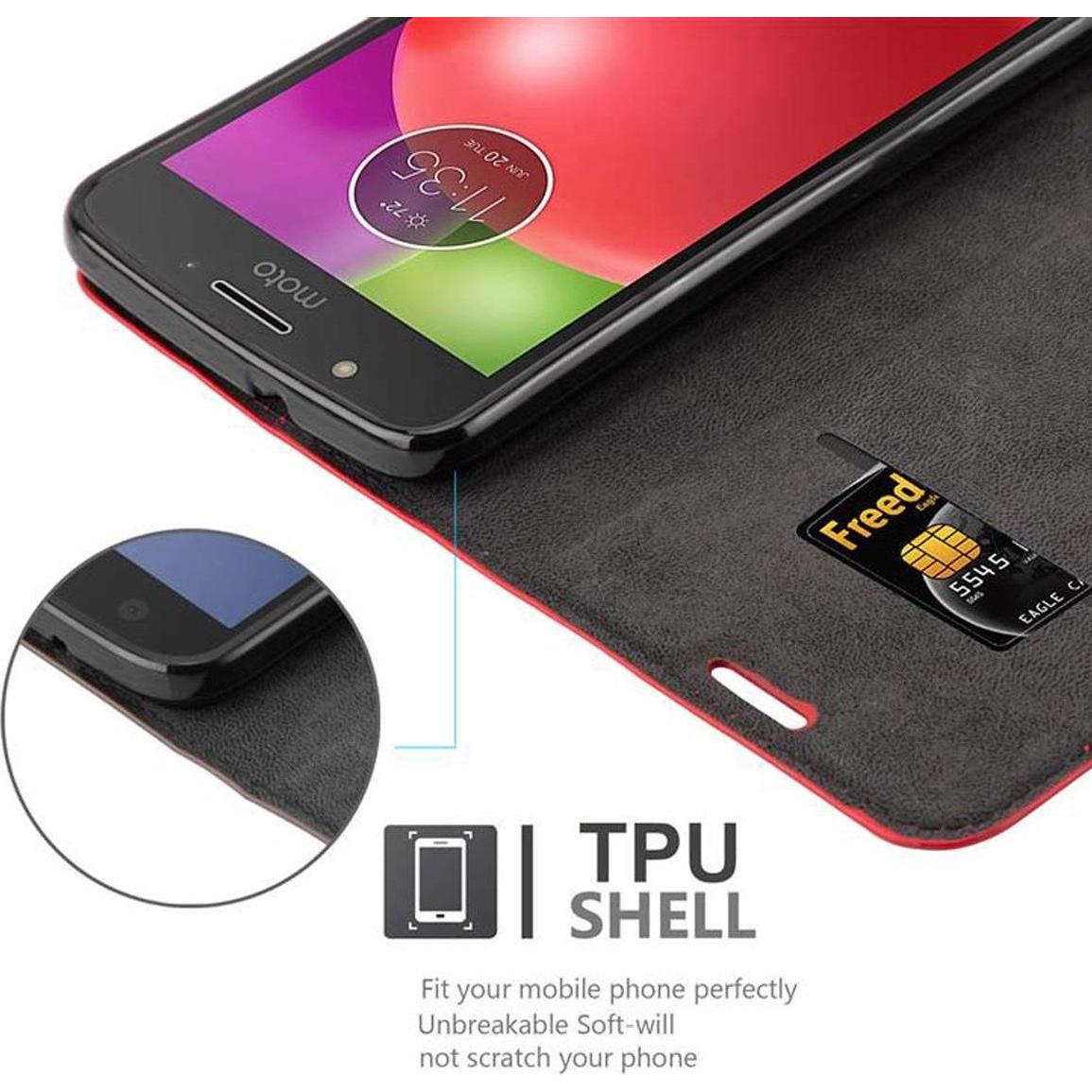 Thumbnail - Cadorabo Book Invisible Magnet Cover (Motorola Moto E4), Smartphone Hülle, Rot