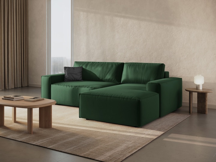 Actual product image Micadoni Velvet Right Corner Sofa With Bed Function And Box, "Jodie", 3 Seats, 246x151x86 Made in Europe (Corner sofa)