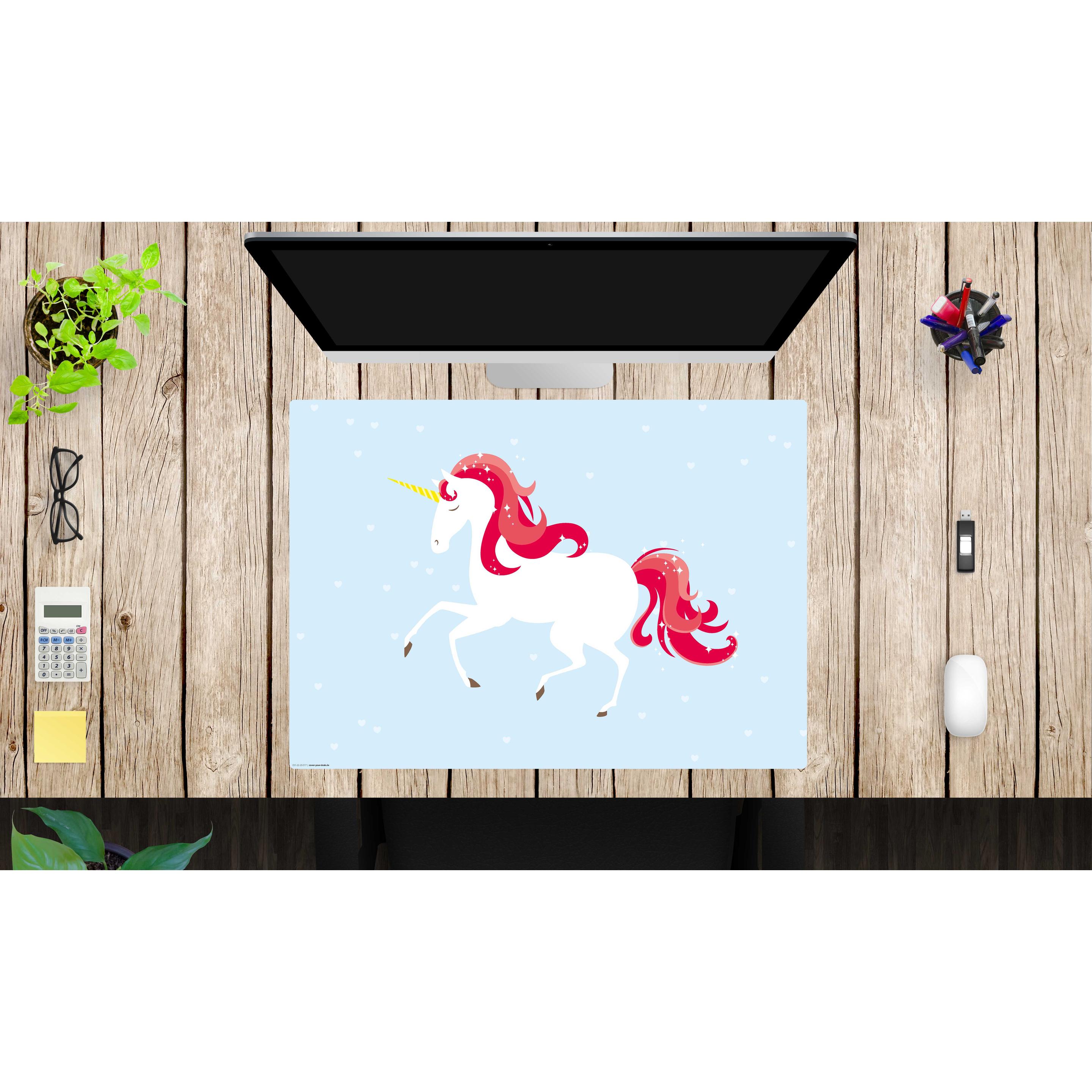 Thumbnail - CoverYourDesk, Unterlage, Schreibtischunterlage Einhorn mit roter Mähne und Schweif