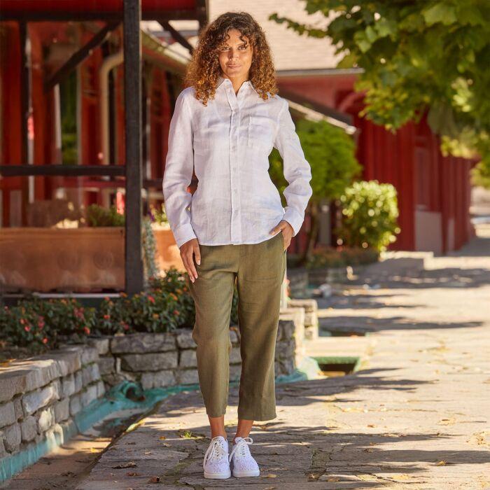 Immagine prodotto Artime Leinenbluse mit Hemdkragen, uni (M)