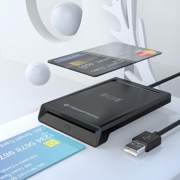 Produktbild Conceptronic Smart-ID Kartenleser USB-A schwarz (USB 2.0)