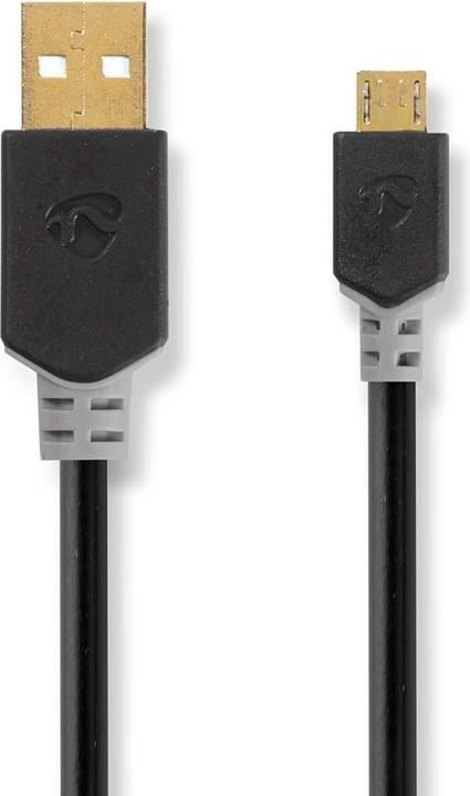 Actual product image Nedis CCBW60500AT10 USB Cable 1 m USB 2.0 USB A Micro-USB B Anthracite (1 m, USB 2.0)