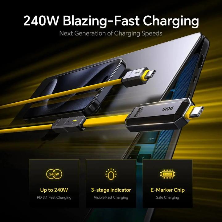 Actual product image Aohi The Future Magflash 2-in-1 Charging & 512GB Data Storage - Kabel (3.30 m, USB 3.2, 240 W)