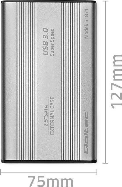 Actual product image Qoltec Hard drive enclosure HDD SSD 2.5 inch SATA3, USB3.0 (2.5")
