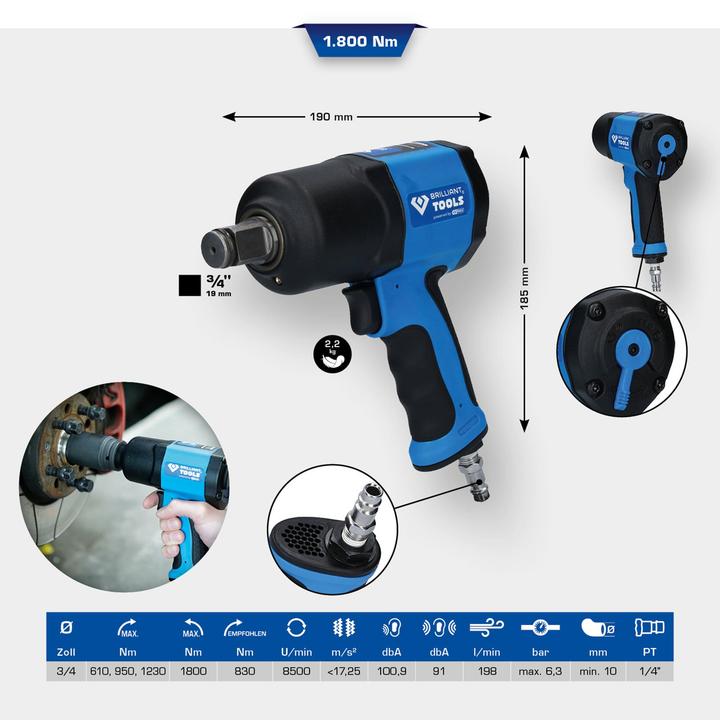 Actual product image Brilliant Tools BT160200 3/4 air impact wrench