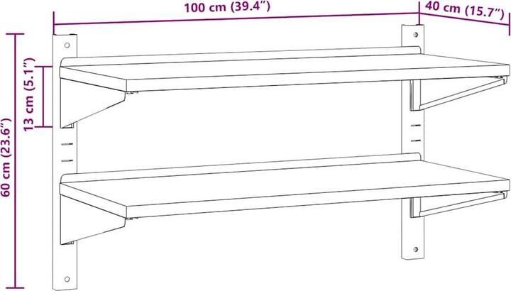 Immagine prodotto vidaXL Scaffale a muro con 2 ripiani Noble (75 x 30 x 60 cm)