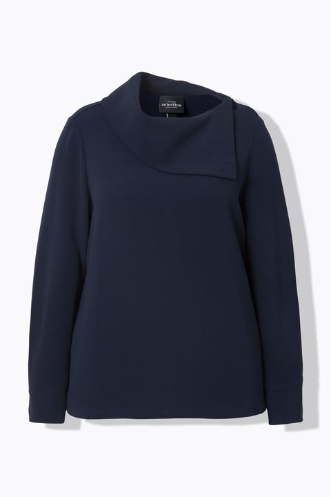 Actual product image Ulla Popken Asymmetric Collar Acetate Blouse (56)