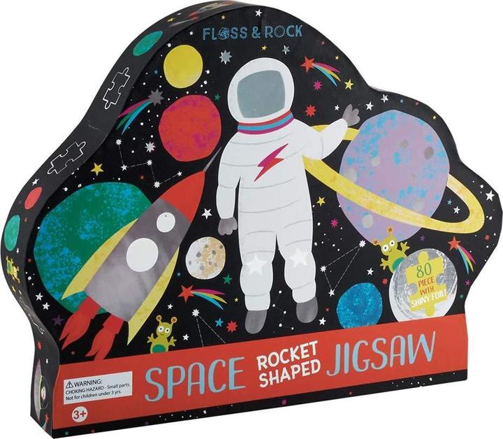 Produktbild ‎Floss & Rock Space 80pc Rocket Shaped Jigsaw with Shaped Box - (39P3530) (80 Teile)