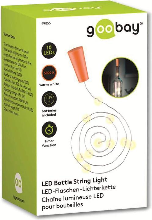 Image du produit Goobay Guirlande lumineuse de 10 bouteilles à LED (0.95 m)