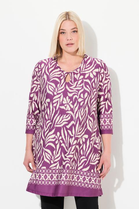 Actual product image Ulla Popken Two Color Border Print Stretch Knit Tunic (62)