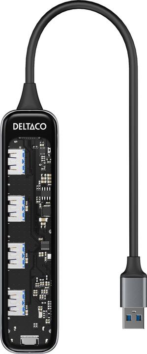 Produktbild Deltaco USB-A-Hub mit 4x USB 5 Gbit/s transparent (USB-A, 4 Ports)