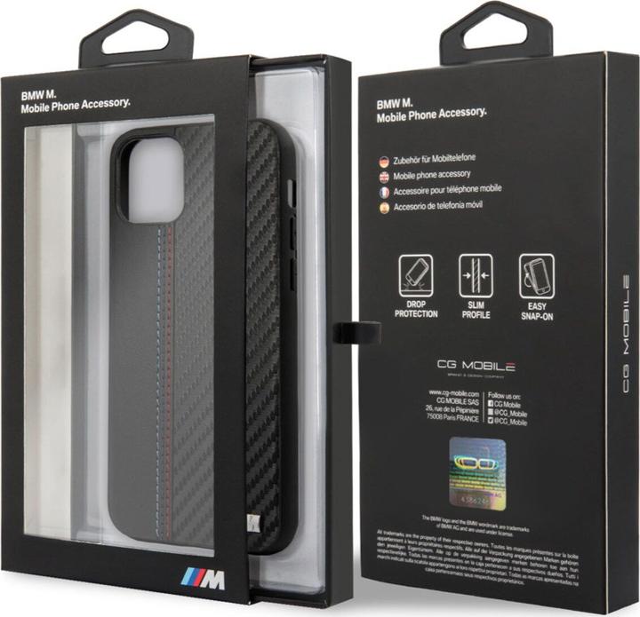 Produktbild BMW M Hard Case PU Carbon Tricolor Stitch für Apple iPhone 12 mini - black (Apple iPhone 12 mini)