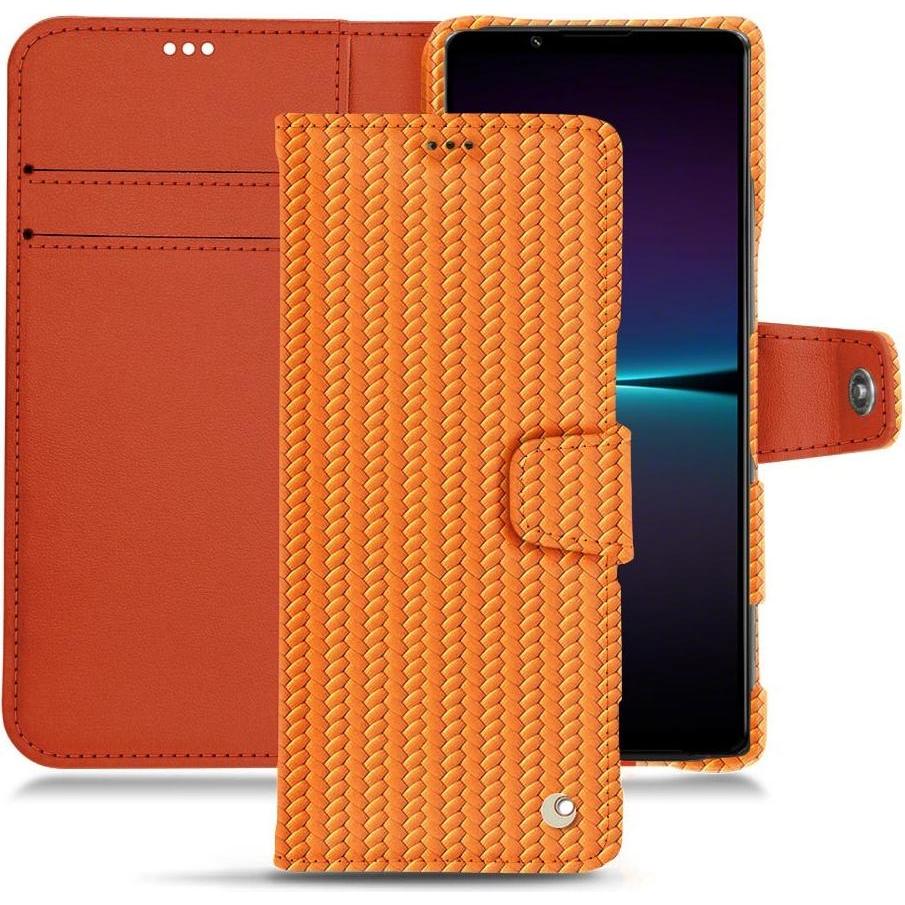 Noreve Lederschutzhülle Wallet (Sony Xperia 1 IV), Smartphone Hülle, Orange