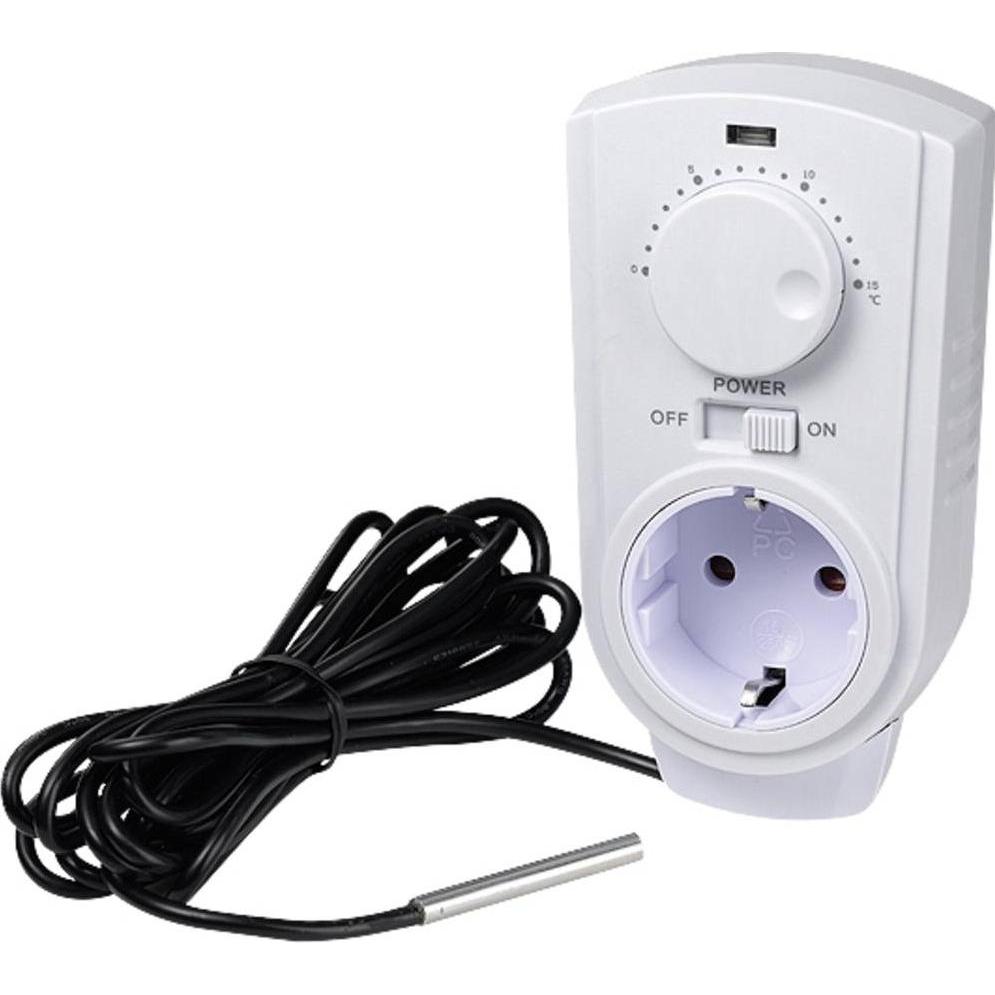 Thumbnail - interBär Raumthermostat Zwischenstecker 5 bis 30 °C, Powerbank, Weiss