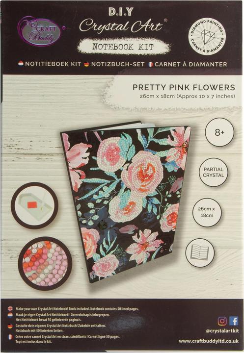 Immagine prodotto Craft Buddy Graziosi fiori rosa, taccuino artistico in cristallo