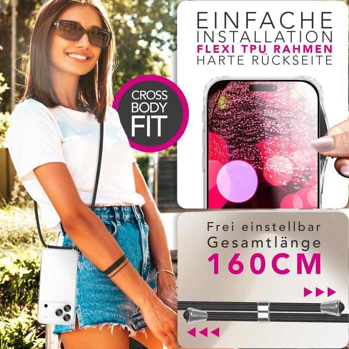 Produktbild Nalia Cover "Hangit" - Klare Hülle mit Band zum Umhängen, 160cm Handy Kette - Wearable Phone Case