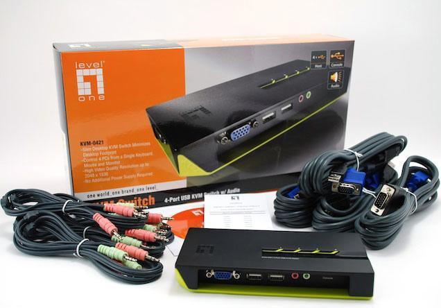Produktbild LevelOne KVM-0421: 4Port Kabel-KVM-Switch