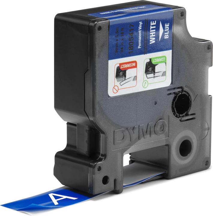 Actual product image Dymo Rhino 19mm white on blue vinyl (1.90 cm, Blue)