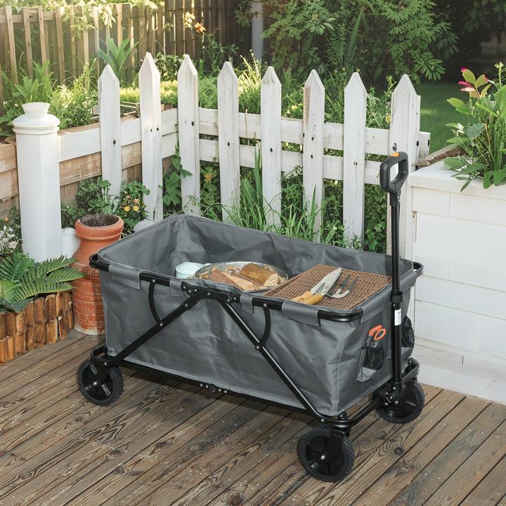 Actual product image Outsunny Gartenwagen Stahl, Polyester Dunkelgrau