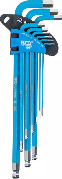 Produktbild BGS Winkelschlüssel-Satz extra lang Innensechskant Zollgrössen 9-tlg. (Innensechskant)