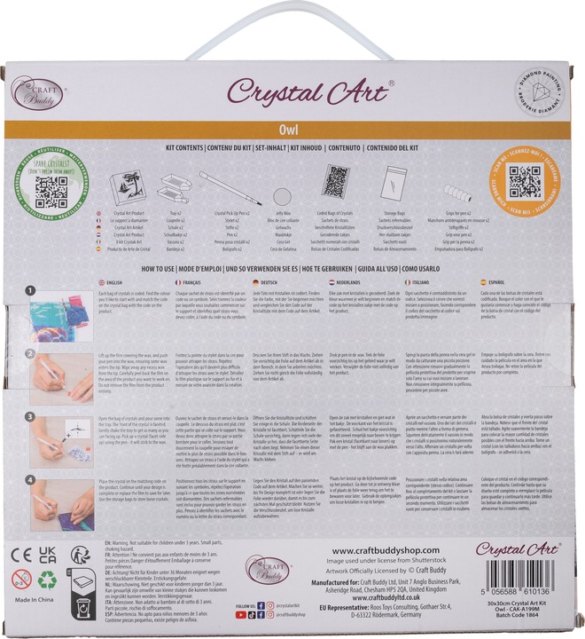 Produktbild Craft Buddy Eule, 30x30cm Crystal Art Kit