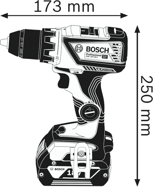 Productafbeelding Bosch Professional GSR 18V-60 C (Oplaadbare batterij)