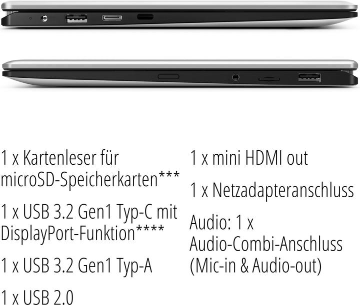 Actual product image Medion Akoya E3223 Convertible 13.3" Full HD TOUCH, Intel Pentium N5030, 8GB RAM, 256 GB SSD, Windows 11... (13.30", 256 GB, 8 GB, DE, Intel Pentium N5030)