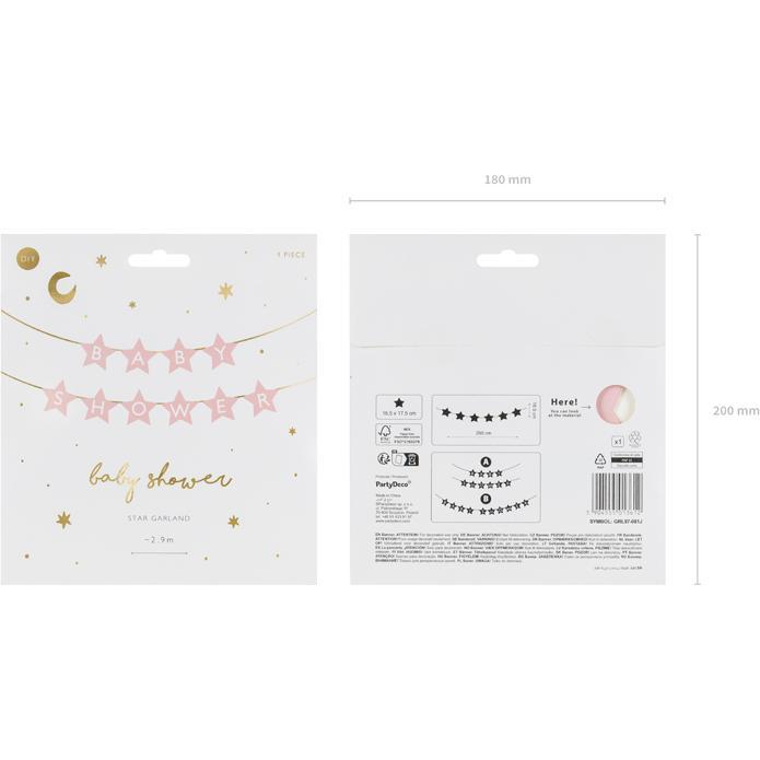 Thumbnail - Partydeco Guirlande - Baby Shower Etoiles roses