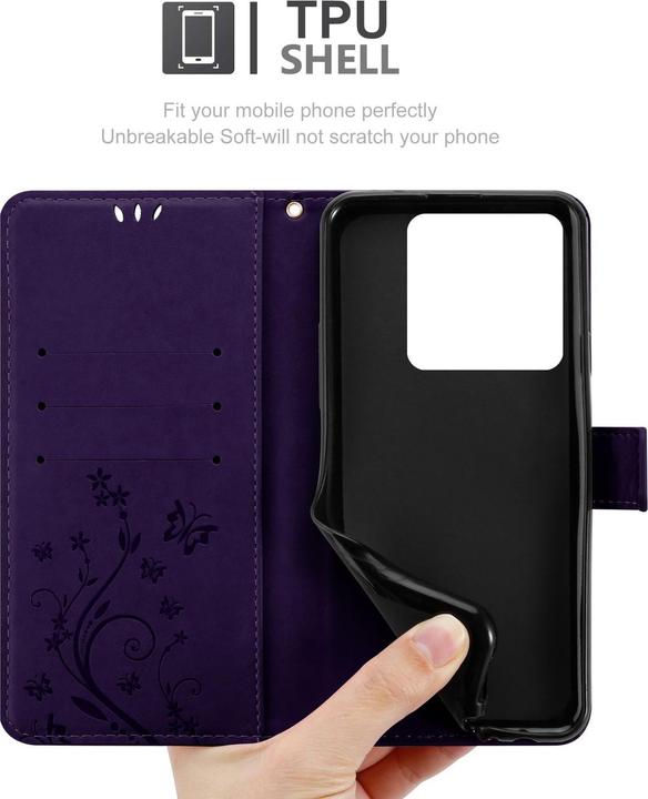 Actual product image Cadorabo Case for Xiaomi 14T Pro Flower Book (Xiaomi 14T Pro)