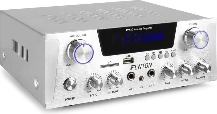Image du produit Karaoke amplificateur avec Bluetooth - Fenton AV430A - 600W - 2 microphones avec écho - lecteur mp3