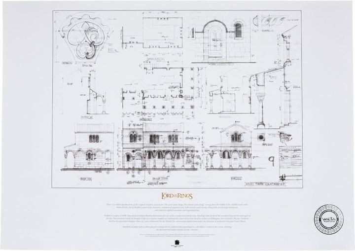 Weta Workshop Le Seigneur des Anneaux plan de construction Art Print The Courtyard of Minas Tirith 59 x 42 cm (42 x 59 cm)